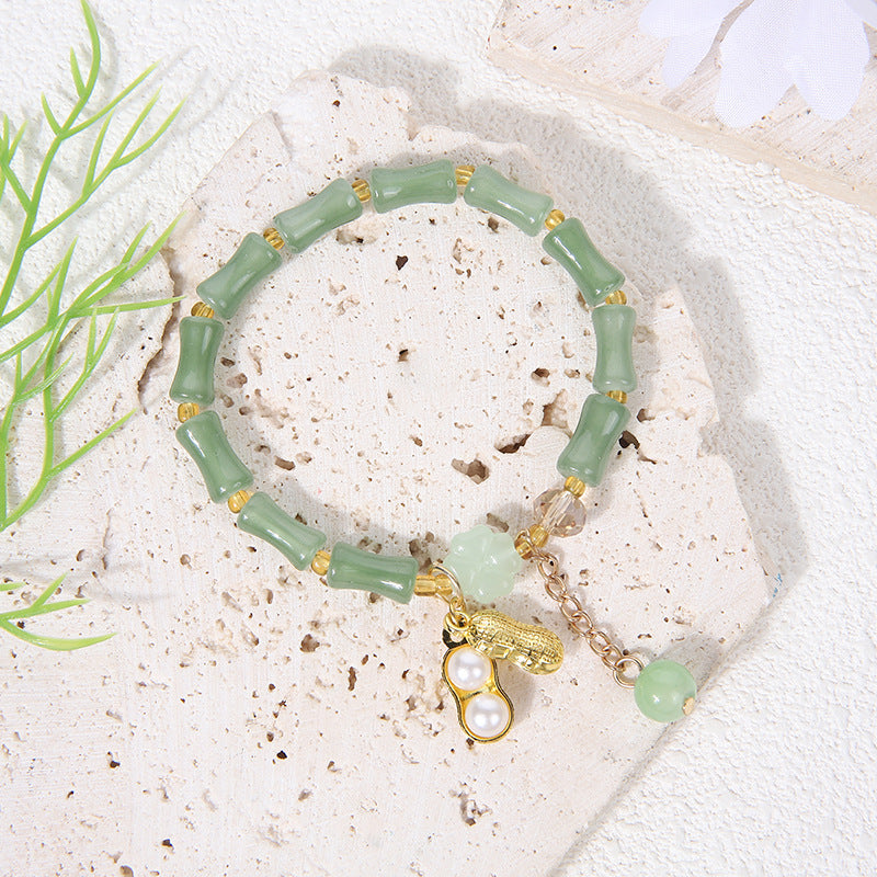 Bamboo Imitation Aventurine Festival High Peace Buckle Jade Bracelets