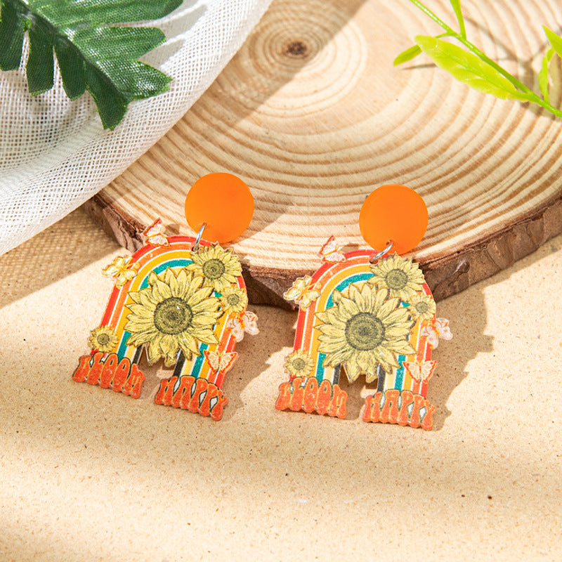 Series Acrylic Female Niche Letter Printing Earrings