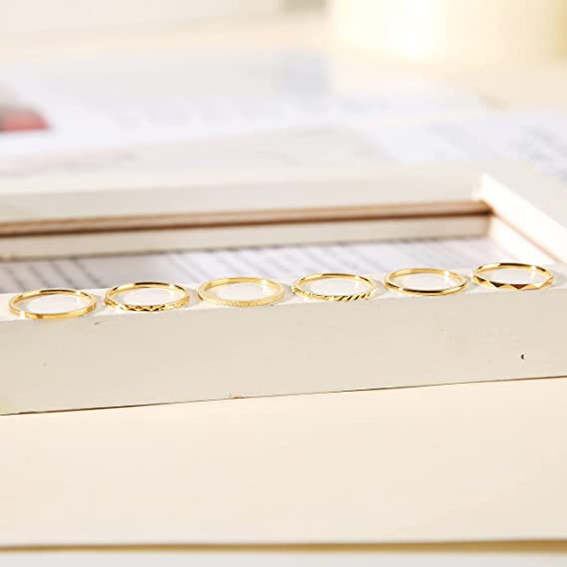 Women's Ornament Simple Knuckle Embossed Stacking Rings