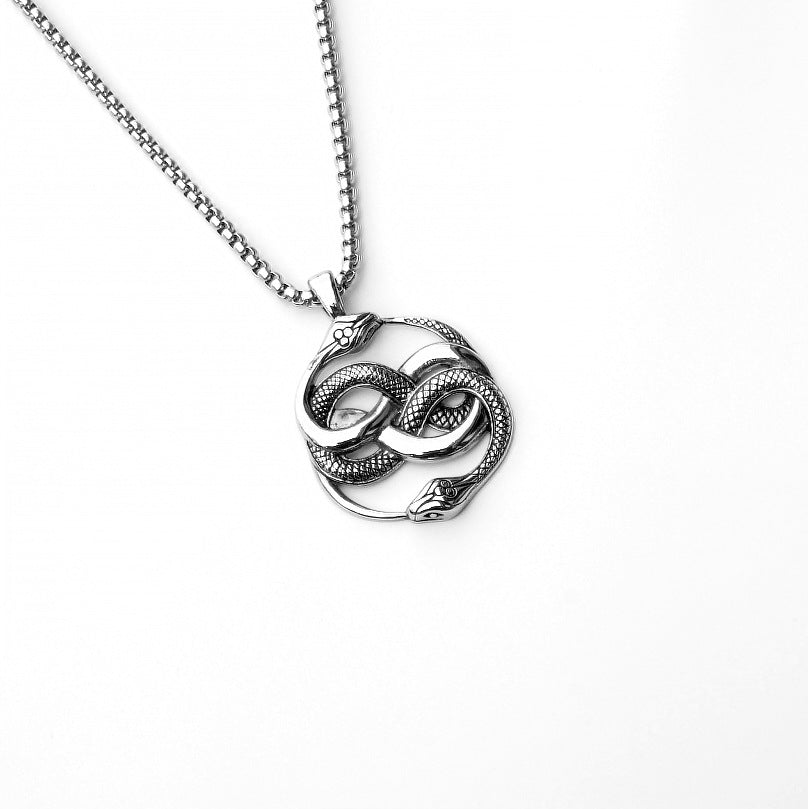 Men's Fashion Titanium Steel Double Snake Trendy Necklaces