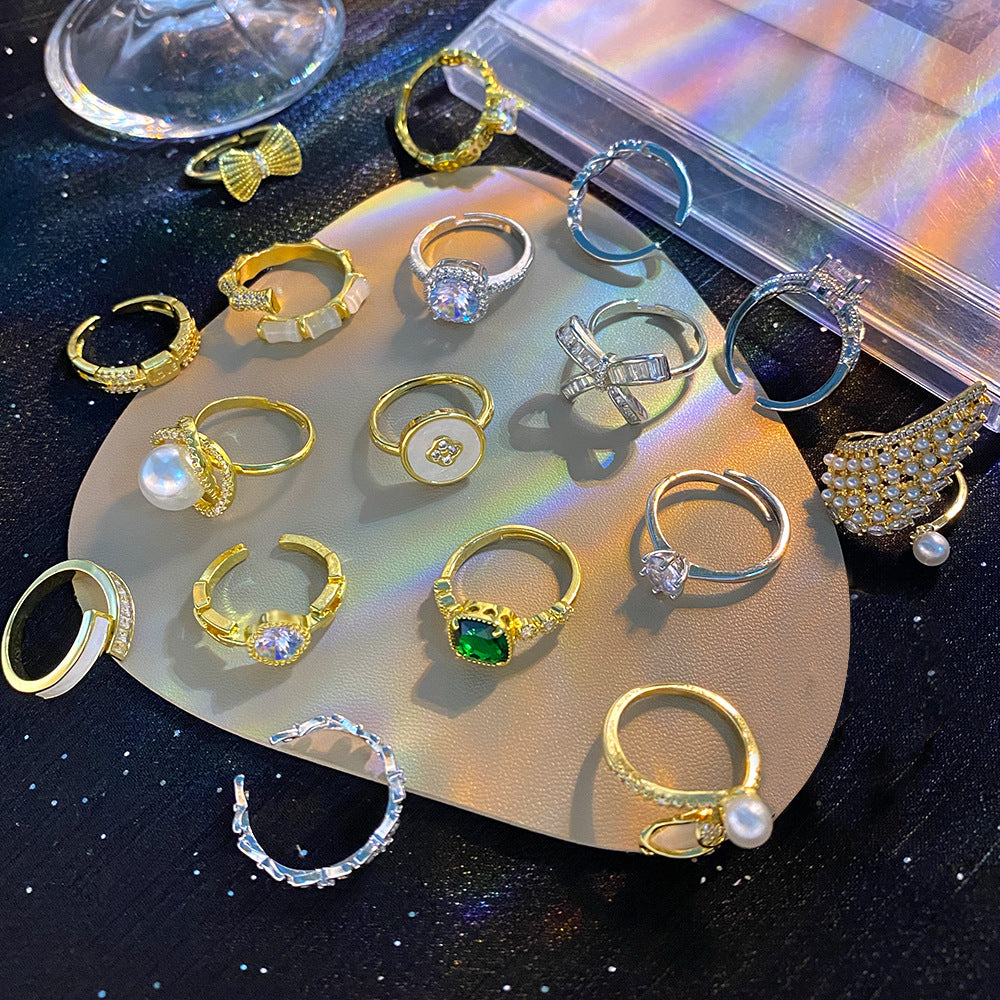 Style Simple Refined Zircon Female Niche Rings