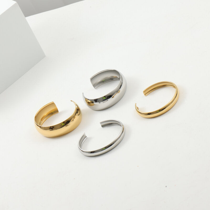 Open Arc Glossy Titanium Steel Gold Bracelets