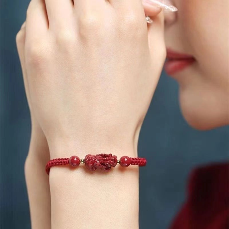 Women's & Men's Pi Carrying Strap Blessing Fortune Beads Red Bracelets
