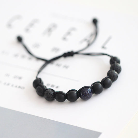 Sand Blue San Woven Black Rope Bracelets