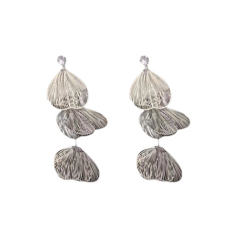 Zircon Hollow Flower Tassel Super Fairy Sier Earrings