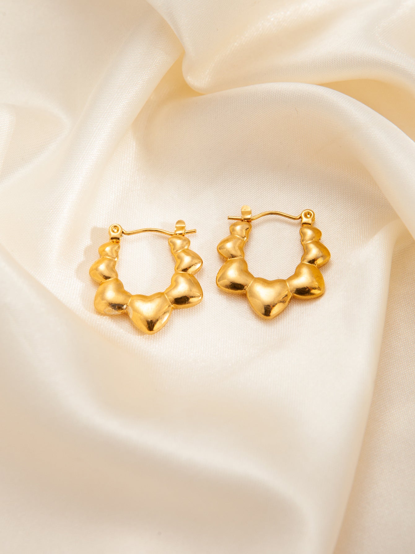 Stainless Steel Ginkgo Leaf Petals Golden Earrings