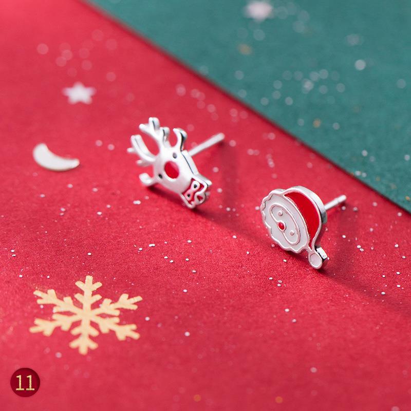 Series Elk Snowflake Small Antlers Fresh Earrings