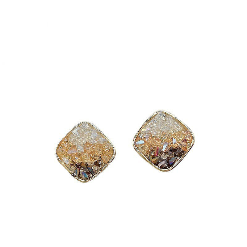 Crystal Square Design Sense Exquisite Versatile Earrings