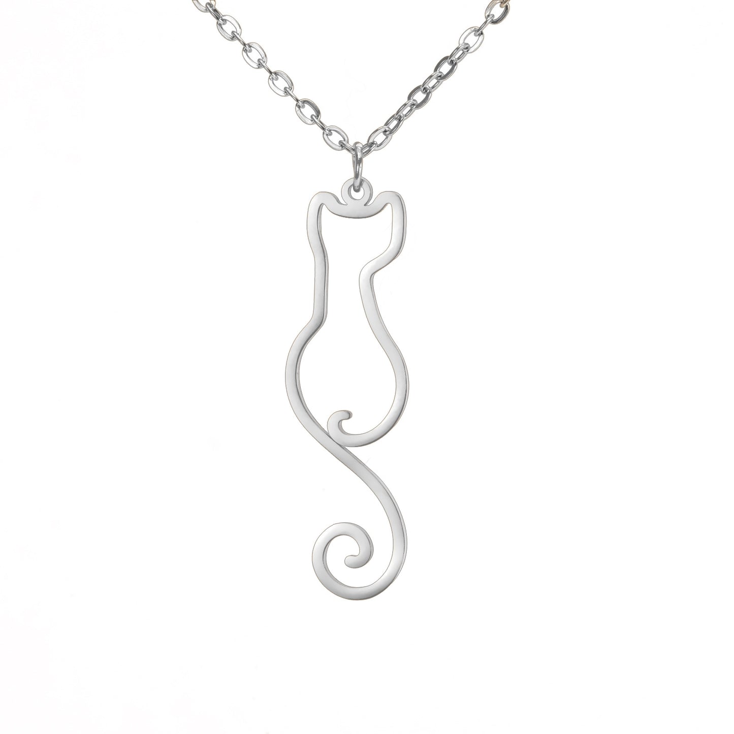 Cute Hollow Cat Fashion Commuter Stainless Steel Pendants