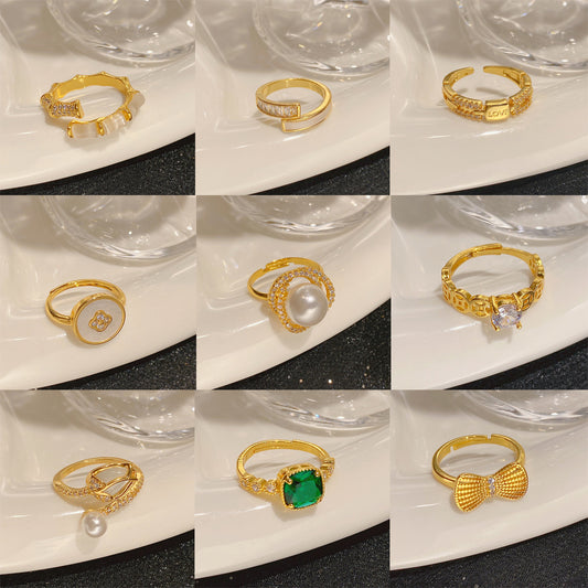 Style Simple Refined Zircon Female Niche Rings