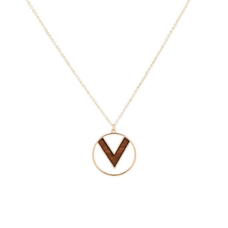 Design Popular Geometric Wood Color Contrast Patchwork Necklaces