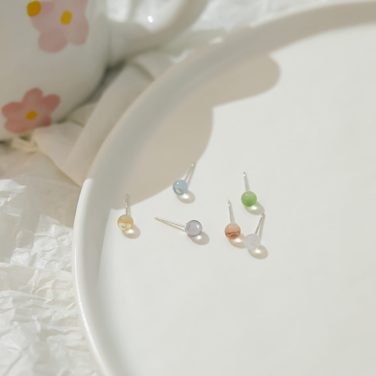 Macaron Color Series Simple Small Earings Set Daily Earrings