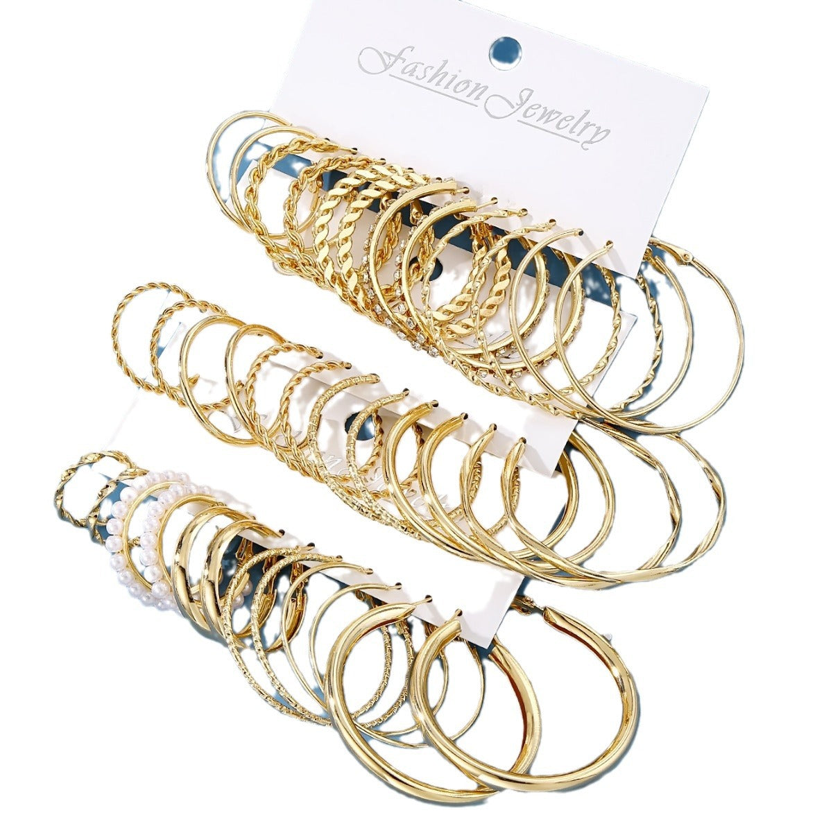 Women's Metal Ear Gold Shaped Inlaid Rhinestone Earrings
