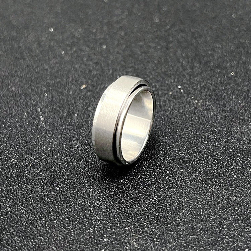 Men's Stylish Matte Stainless Steel Rotatable Decompression Rings
