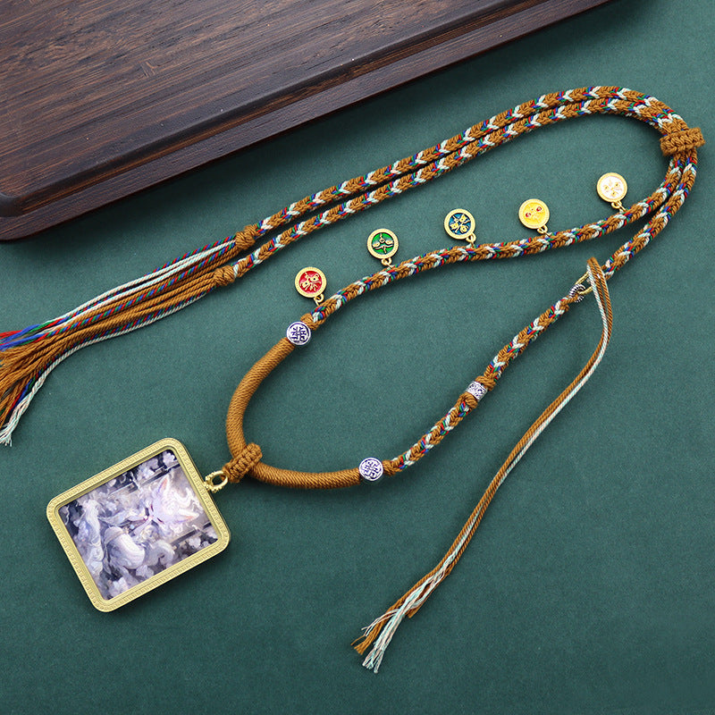 Hand Painted Golden Outline Eight Patron Necklaces