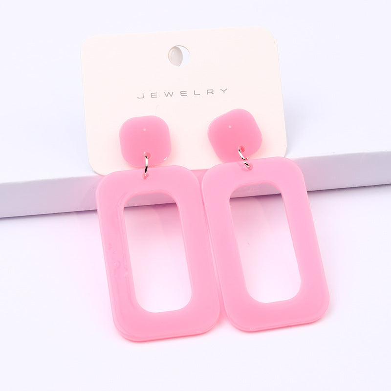 Women's Rectangular Hollow Ear Fashion Simple Personality Fluorescent Color Rings