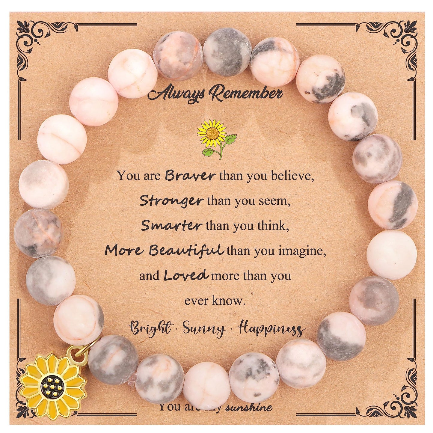 Pink Zebra Sunflower Friend Daughter Gift Bracelets