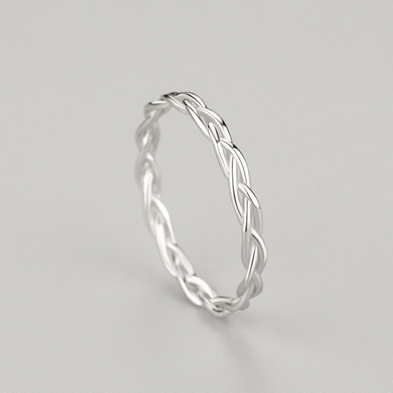 Women's Sier Cross Twist Braid Simple Stackable Popular Rings