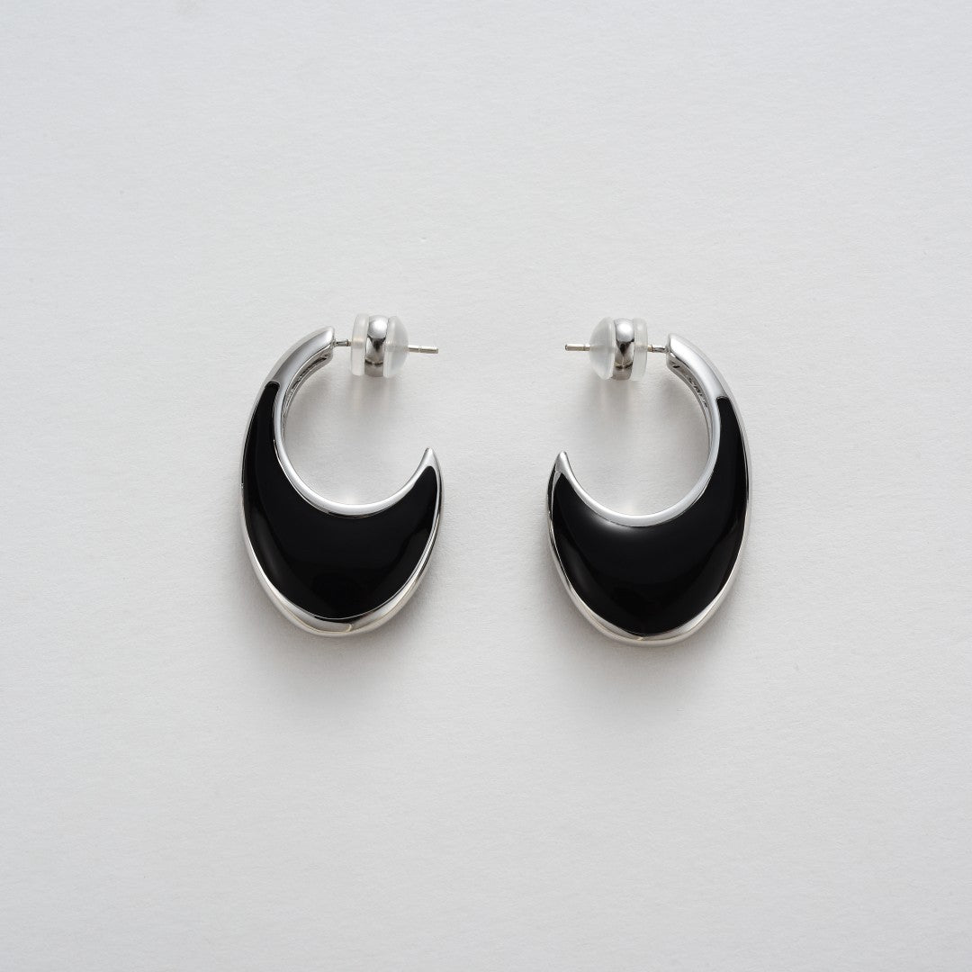 Gold Plated Black Drip Glazed Sier Earrings