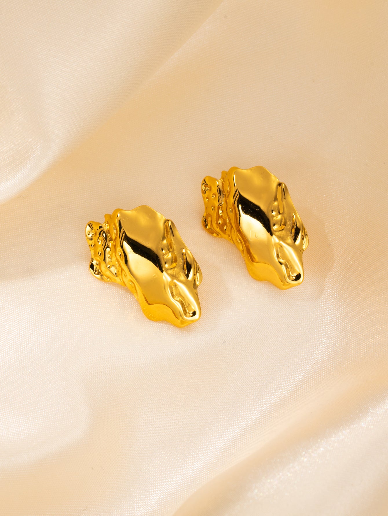 Stainless Steel Ginkgo Leaf Petals Golden Earrings