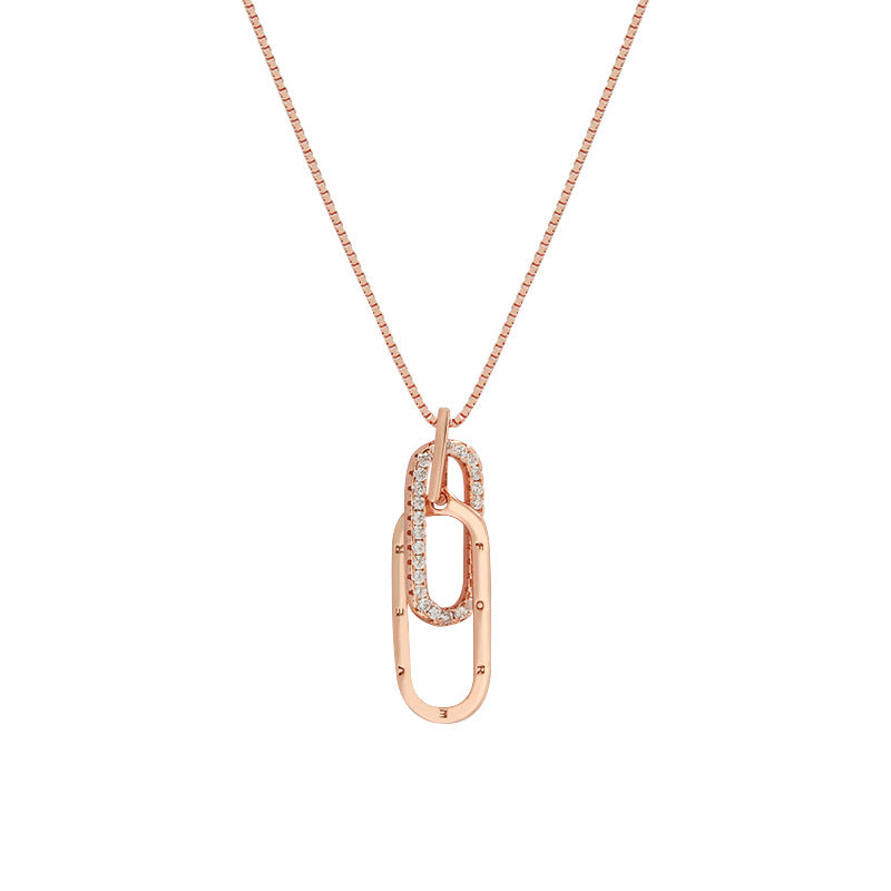Sterling Sier Letter Chain Niche Design Female Rings