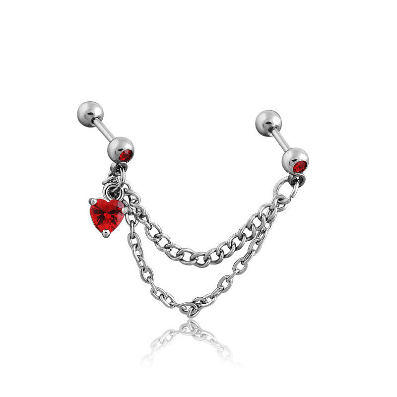 Trendy Stainless Steel Double Chain Ear Bone Female Earrings
