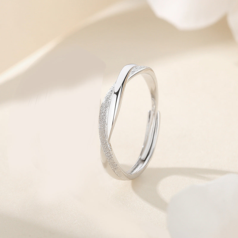 Pure Sier Interwoven Mobius Couple Niche Design Rings