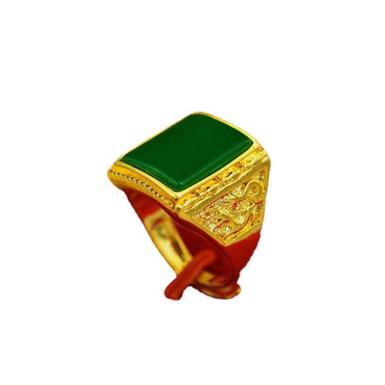 Men's Generous Small Square Oval Opening Man's Gold Plated Rings