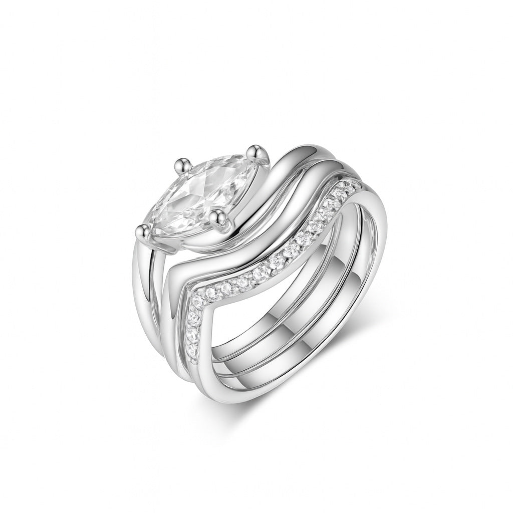 Comfortable Attractive Sier Moissanite Horse Three-piece Rings