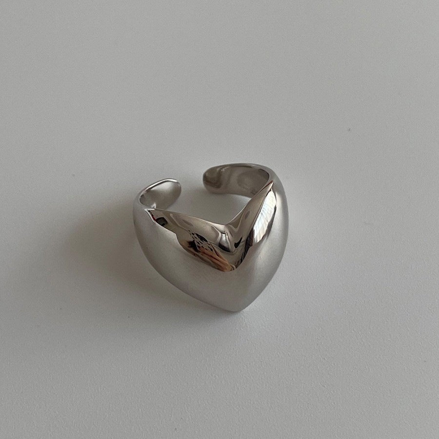Glossy Love Heart-shaped Female Korean Chic Unique Peach Heart Rings