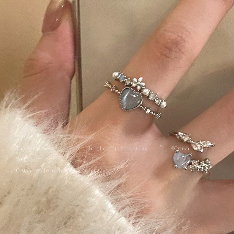 Light Luxury Minority Design Moonlight Zircon Index Rings