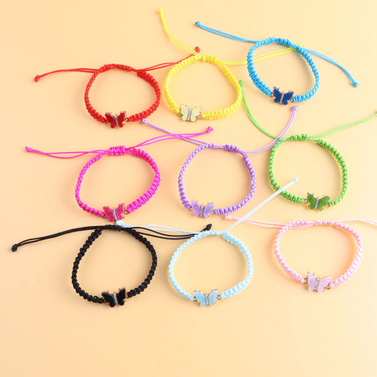 Black White Butterfly Flat Knot Hand-woven Bracelets