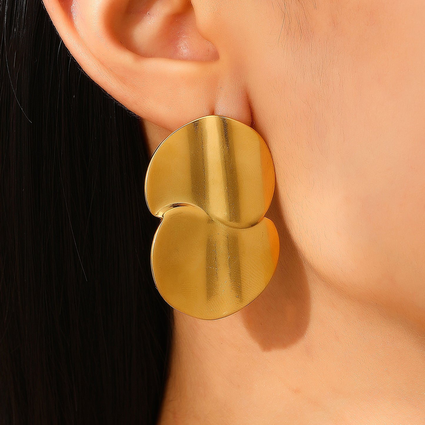 Fashion Gold Stainless Steel Ear Vintage Earrings