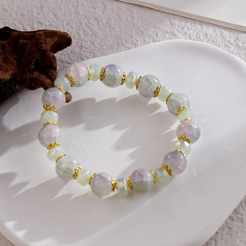 Clothing Glass Floral Beads Fresh Pastoral Tourist Attractions Elastic Bracelets
