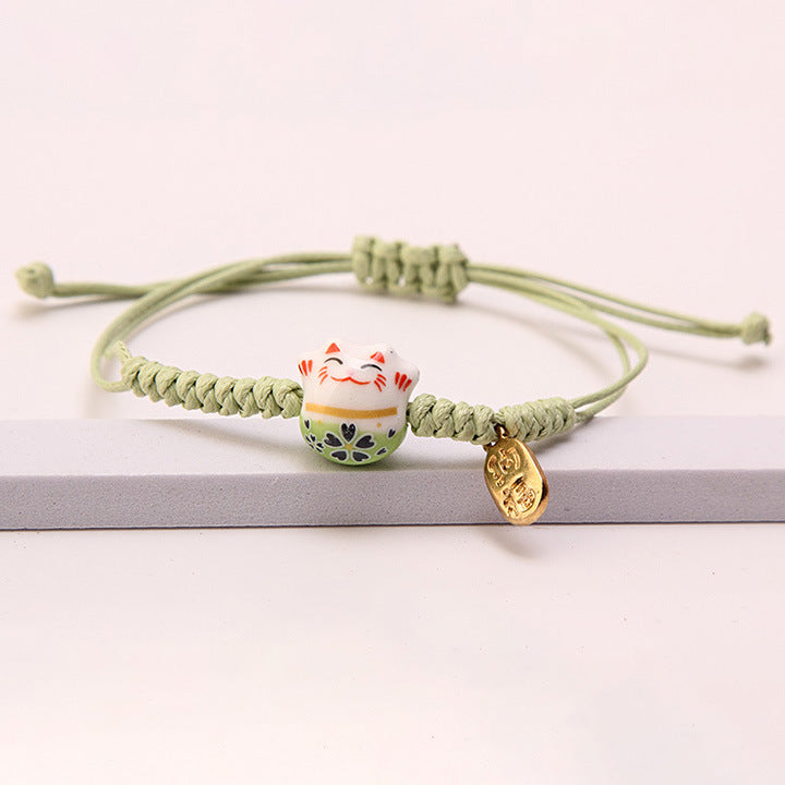 Women's Line Ceramic Fortune Cat Niche Design Bracelets