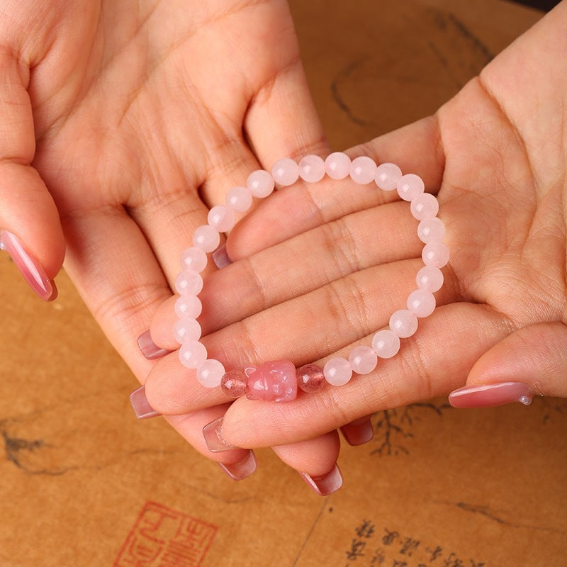 Tears Nine Tail Fox Horse Pink Crystal National Style Bracelets