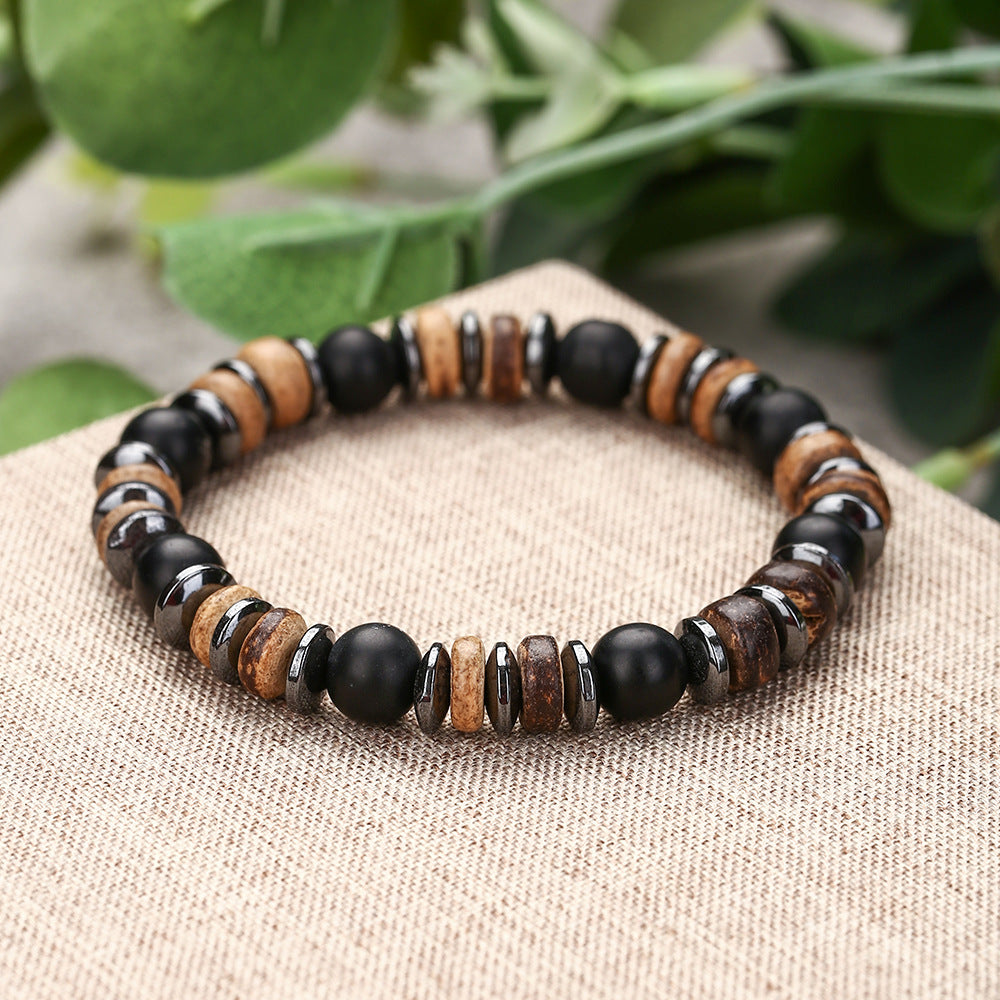 Live Broadcast Volcanic Rock Black Agate Map Stone Beaded Bracelets