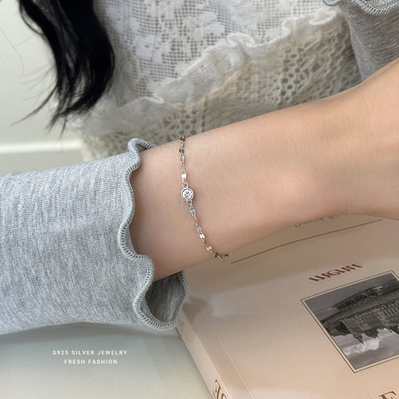 Women's Super Shiny Sparkling Sequined Zircon Sterling Bracelets