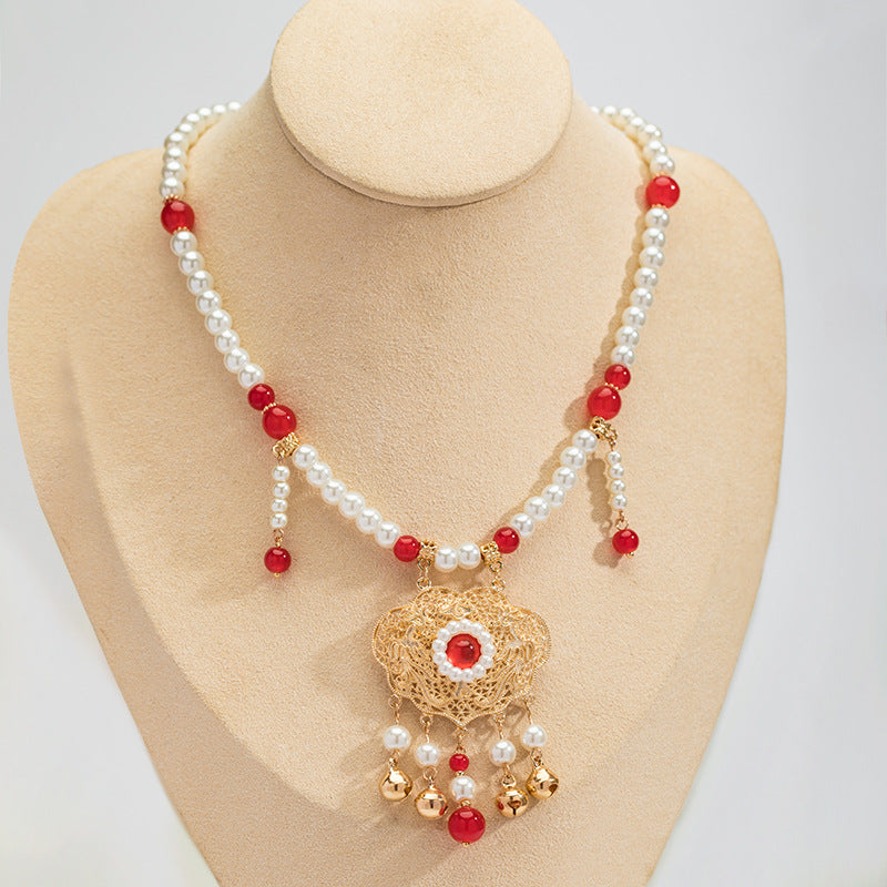 Antique Accessories Bell Safety Lock Pearl Necklaces
