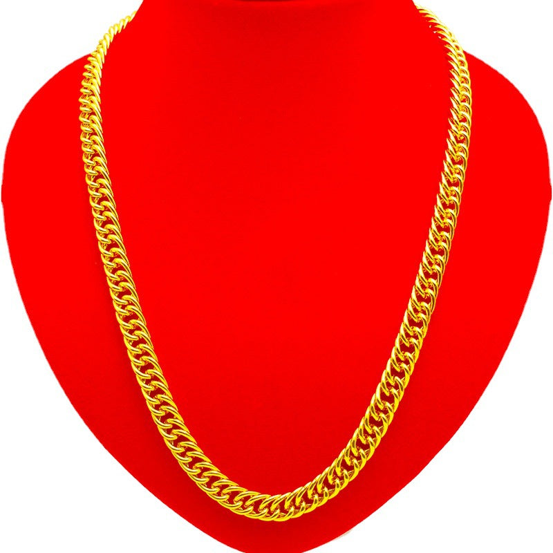 Men's Double Row Chain Domineering Gold Curb Necklaces