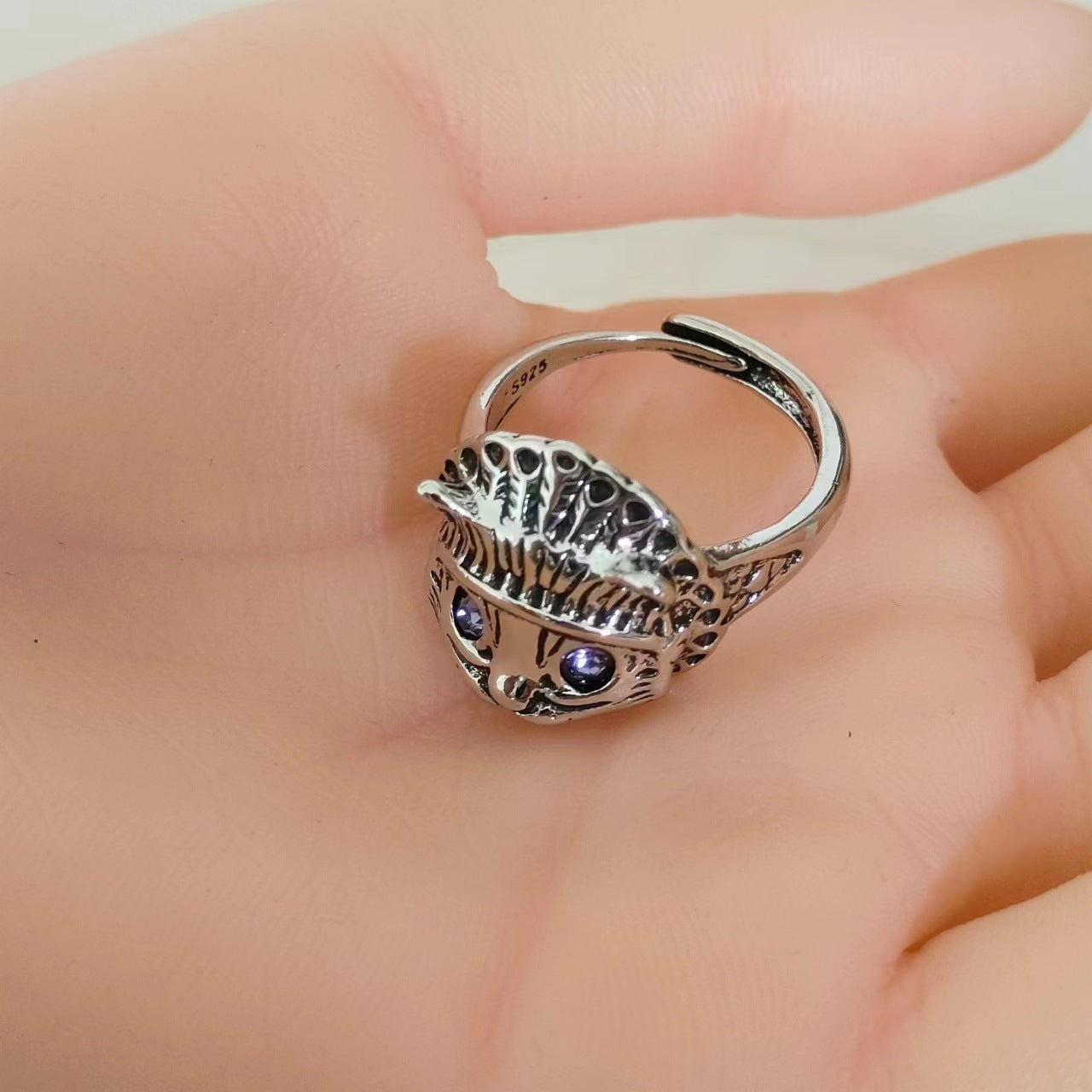 Men's Pirate Stray Cat Antique Finishing Opening Rings