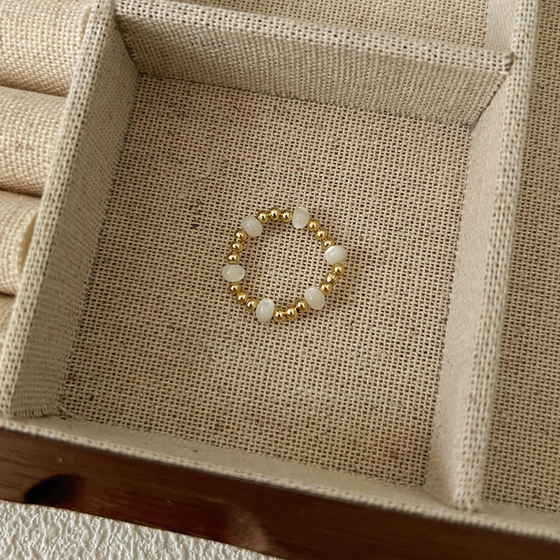 Beads Niche Design Advanced Finger Light Luxury Rings