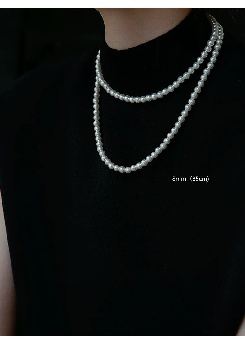 Women's Pearl Sweater Chain High-grade Long Versatile Stacked Necklaces