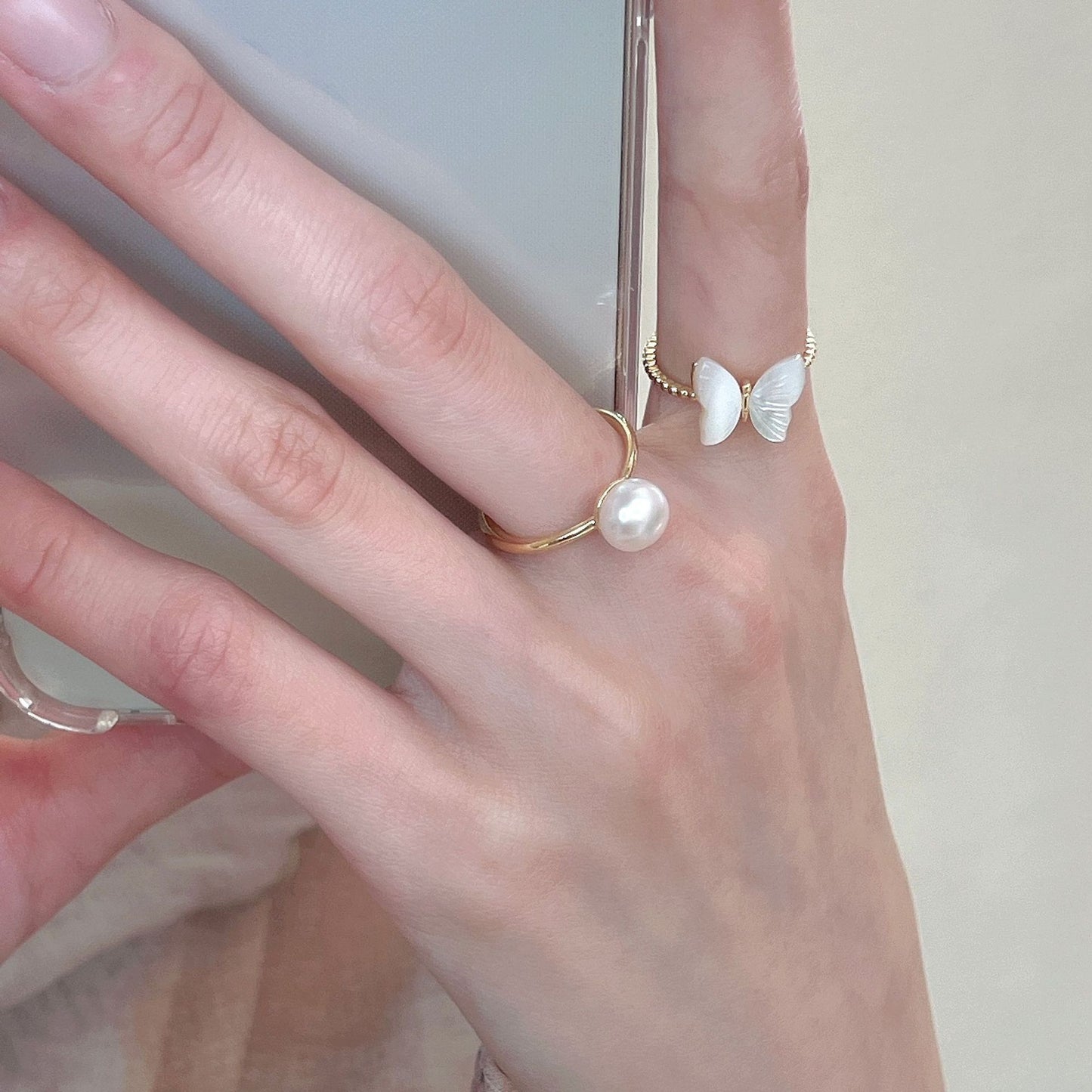 Female Design High-grade Unique Pearl Bow Rings