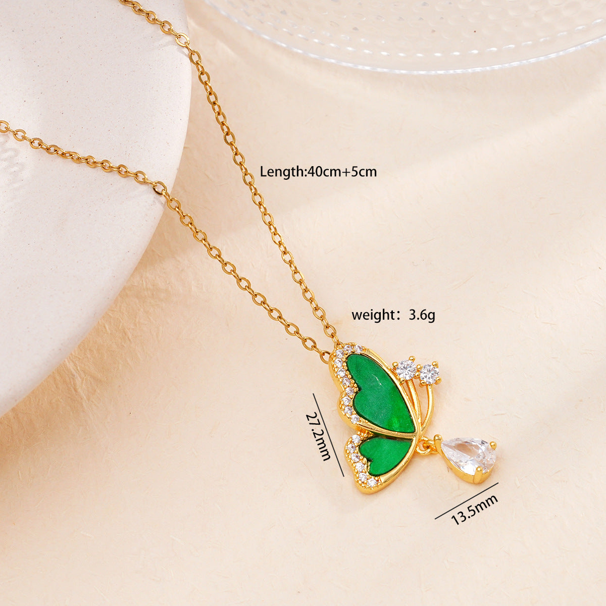 Female Butterfly Design High Class Elegant Titanium Steel Necklaces