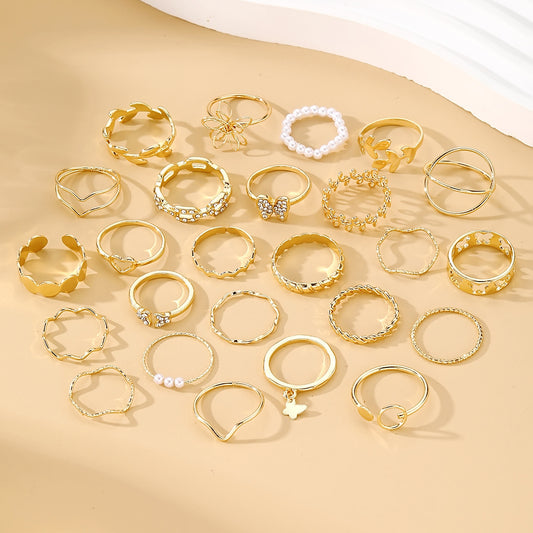 Butterfly Mixed Pearl Female Niche Senior Knuckle Suit Rings
