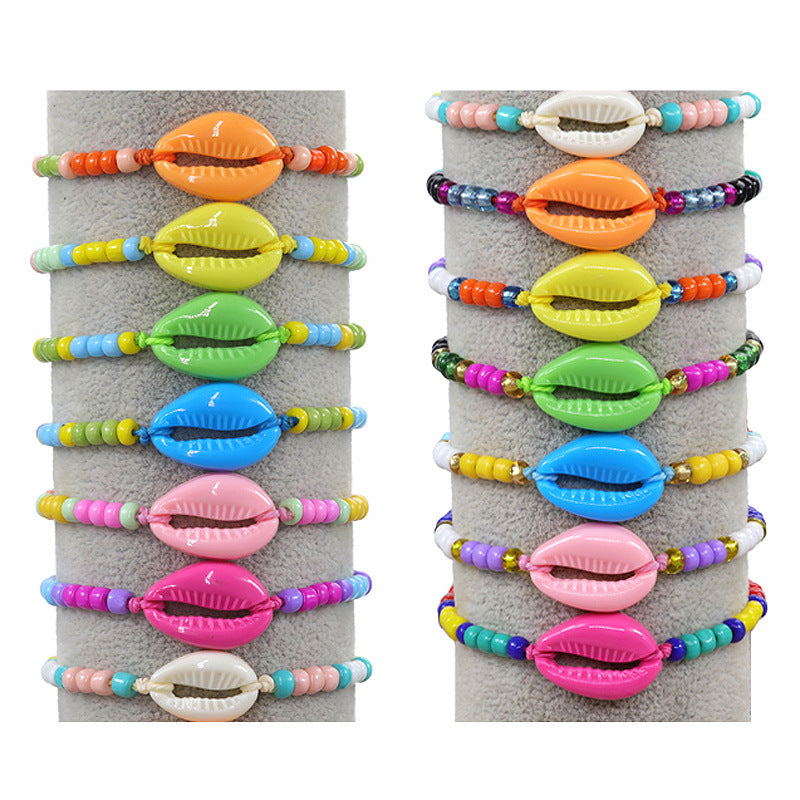 Acrylic Shell Color Bead Woven Bohemian Bracelets