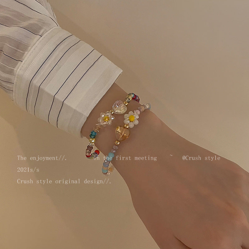 Mori Fresh Colorful Flower Female Girlfriends Bracelets