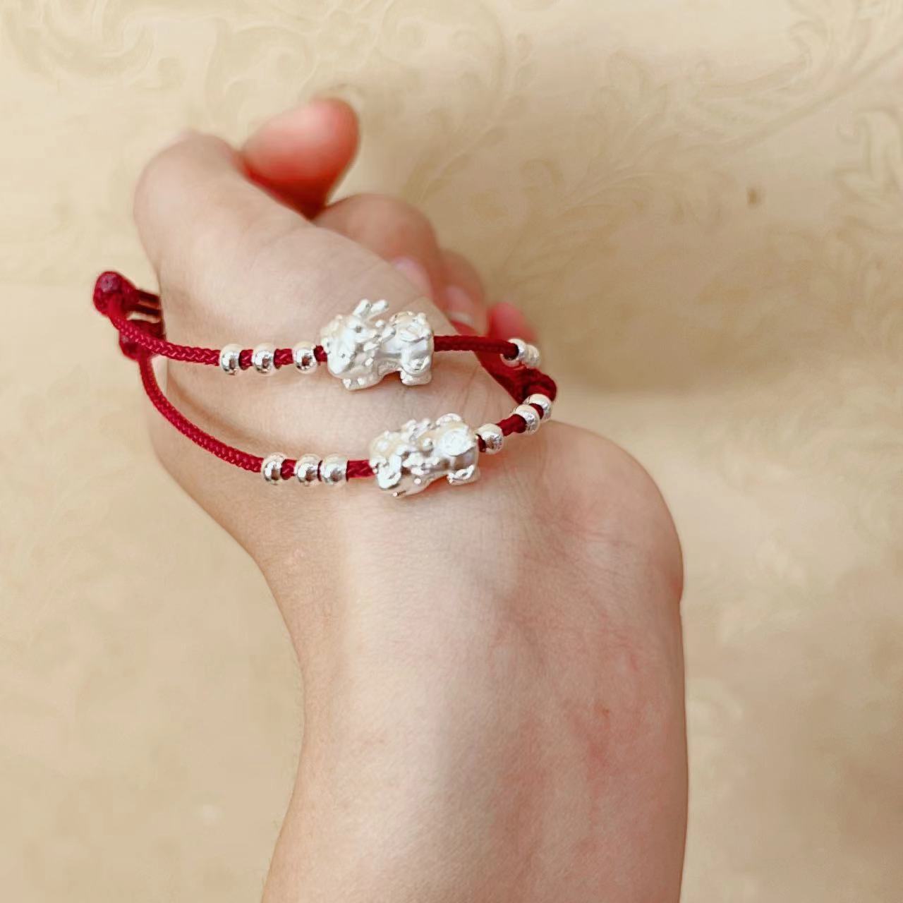 Women's National Style Pure Sier Woven Red Bracelets