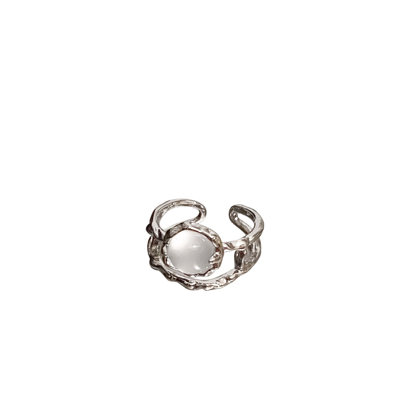 Women's Moonstone Diamond Open Design Simple Index Rings